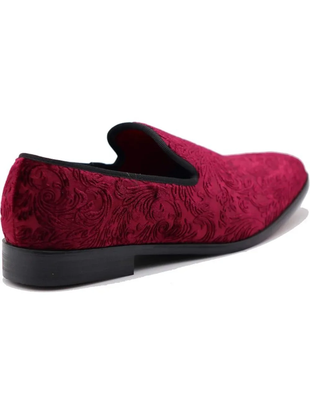 Men's Plain Burgundy35 Vintage Velvet Loafers Slip On Classic Tuxedo Dress Shoes